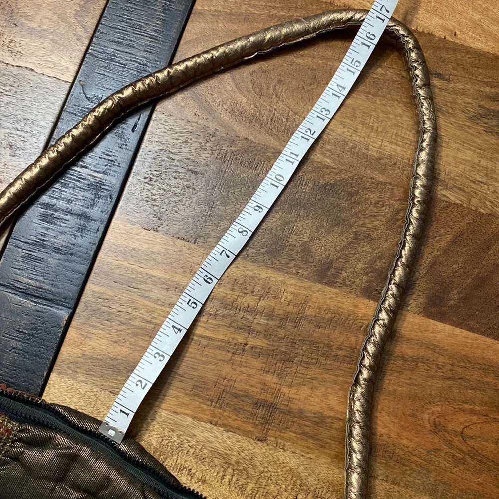 Rose Aronin for Roseeni vintage futuristic quilted gold leather woven shoulder - Picture 10 of 10